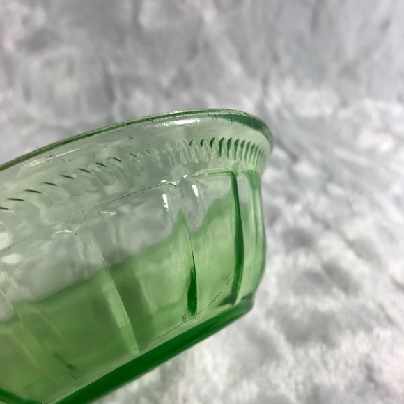 Vintage Vaseline Glass Dessert Bowl Block Optic #26 - Picture 10 of 10